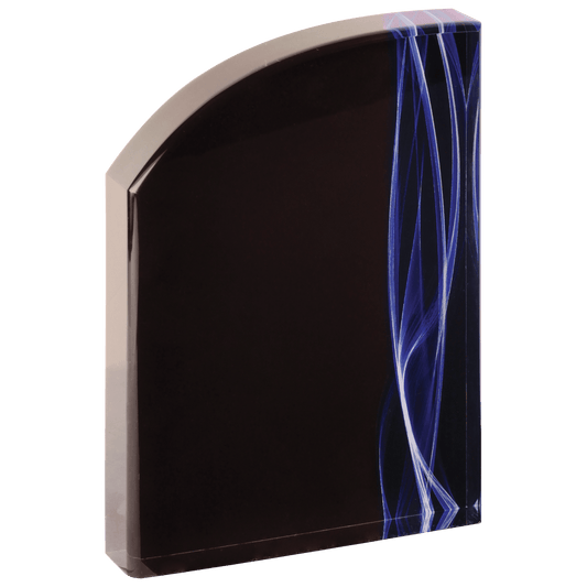 Blue Wave Vapor Acrylic award, 7", self-standing acrylic with clear engraving area