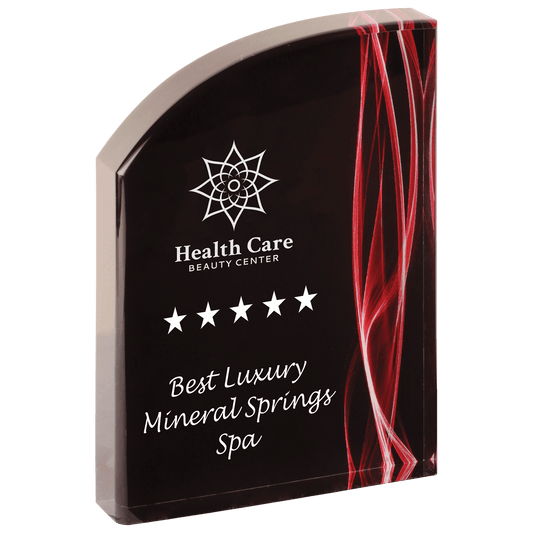 Red Wave Vapor Acrylic award, 7", self-standing acrylic with clear engraving area