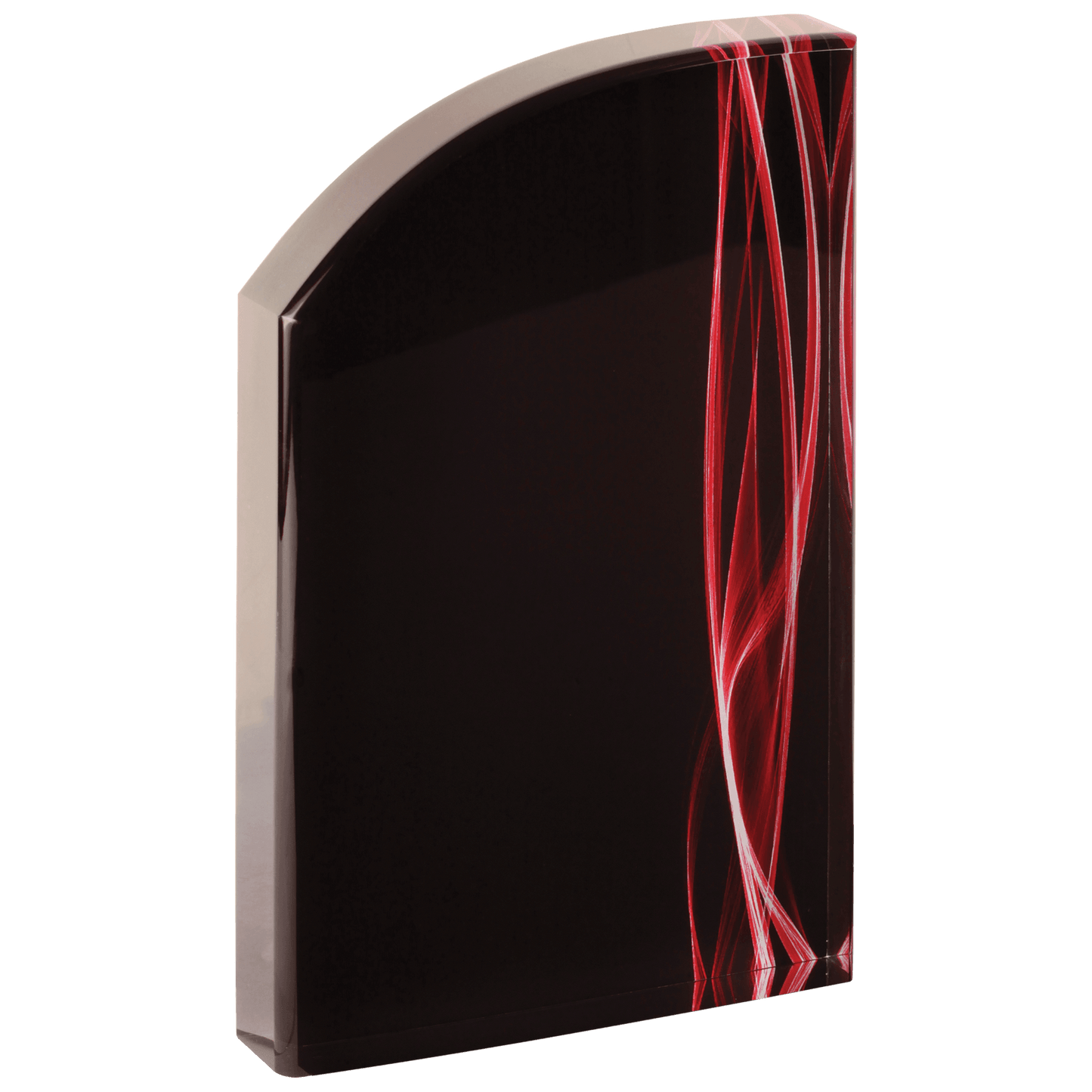 Red Wave Vapor Acrylic award, 8", self-standing acrylic with clear engraving area