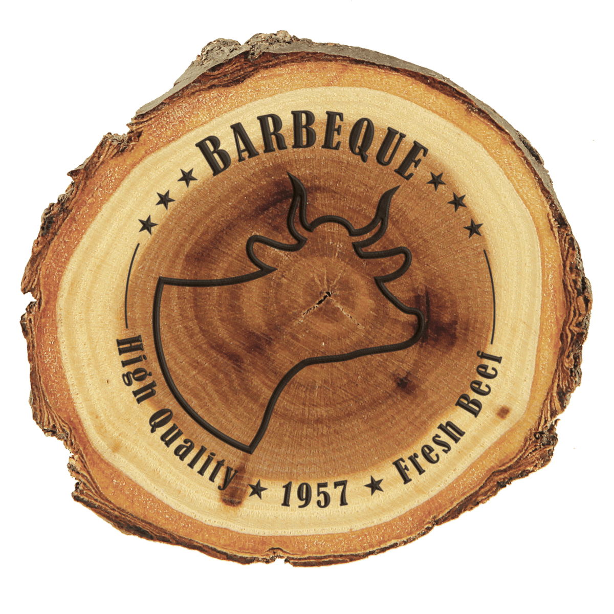 Personalized 3 inch rustic elm wood slice magnet with bark edge