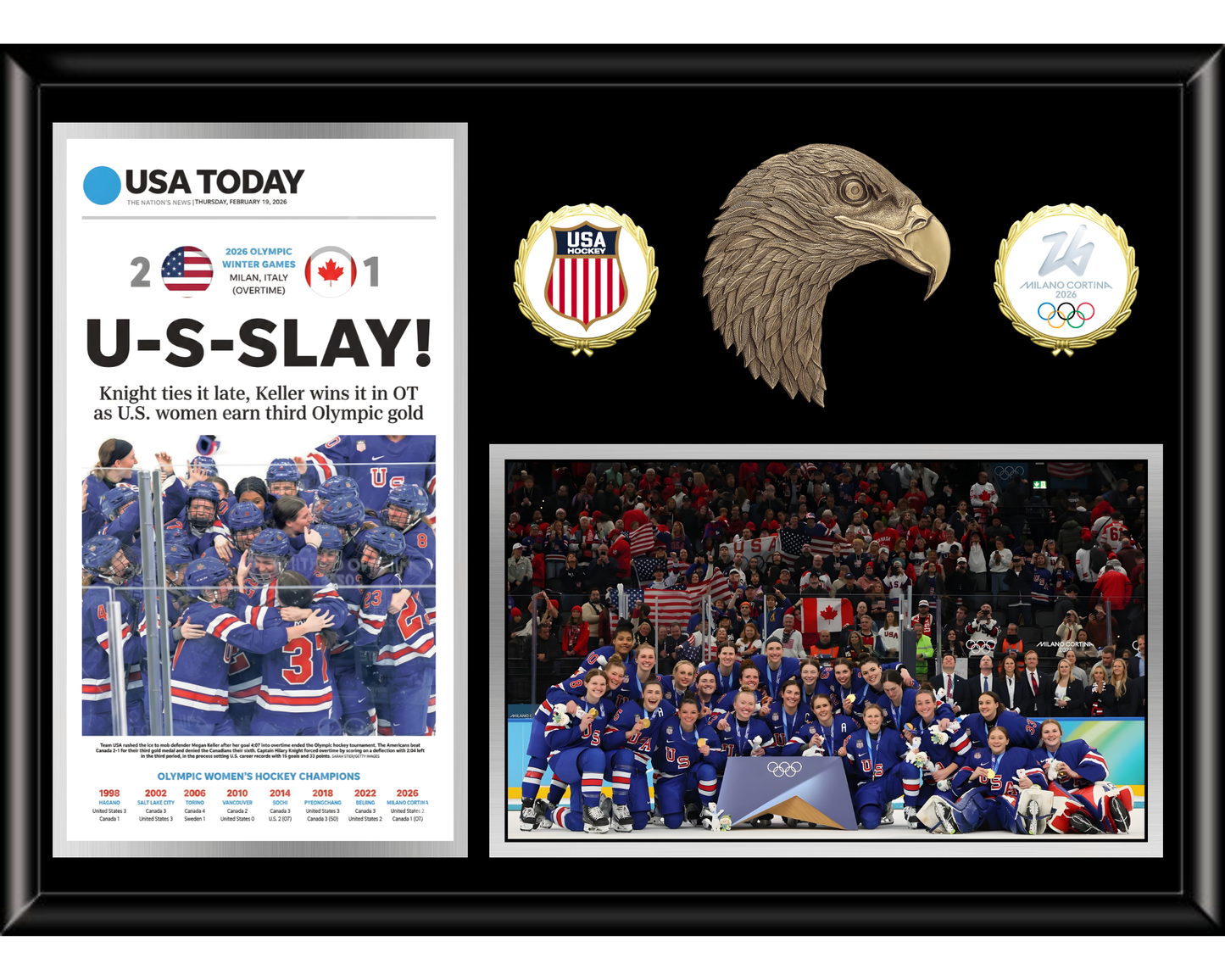 2026 USA Women’s Hockey "U-S-SLAY!" Commemorative Plaque (16" x 20")