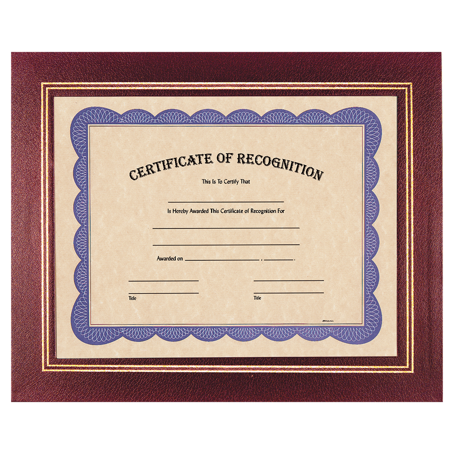 Burgundy certificate holder with clear plastic cover for an 8.5 by 11 inch certificate