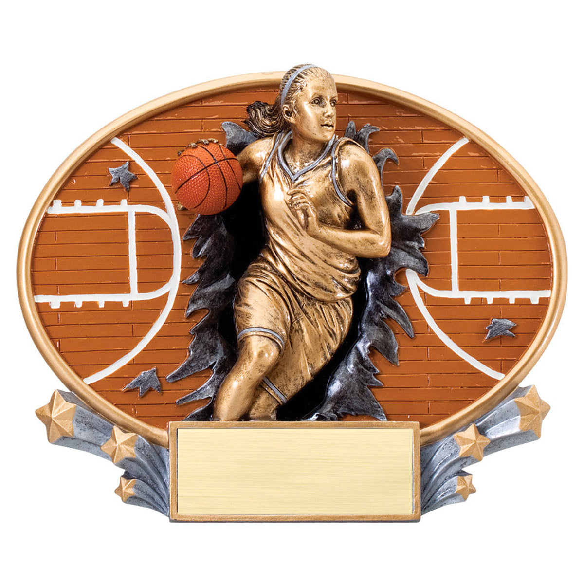 Female basketball player 3D oval award