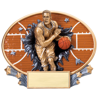 Male basketball player 3D oval award