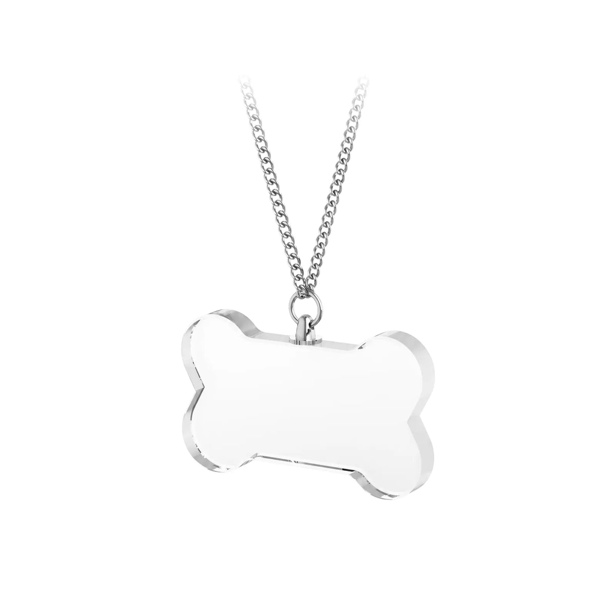 Personalized bone crystal pendant necklace with a dog photo engraved inside