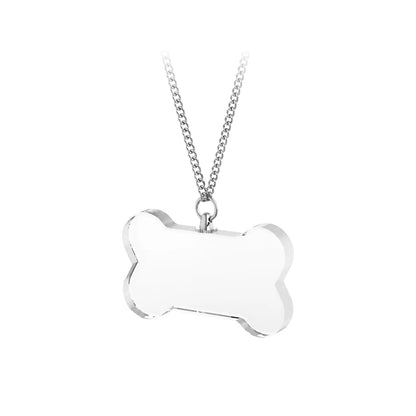 Personalized bone crystal pendant necklace with a dog photo engraved inside