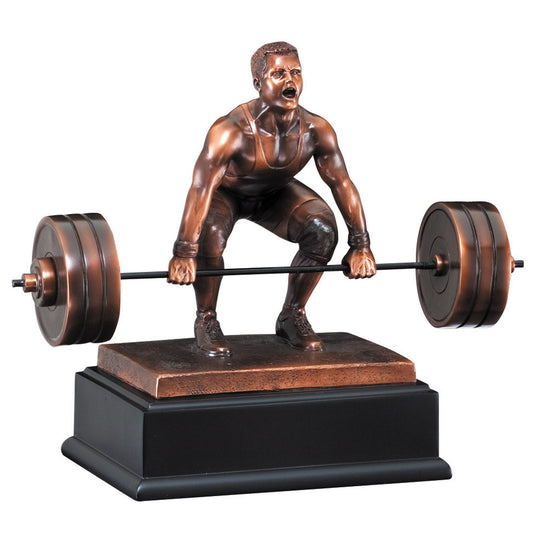 Bronze Deadlift Sculpture with engraving plate