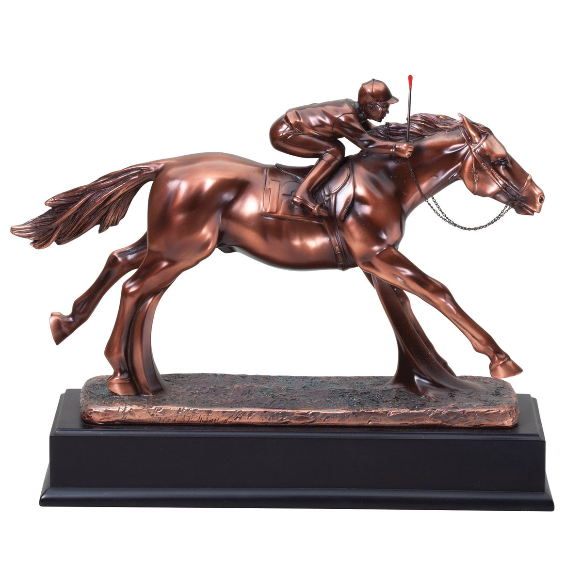Bronze Horse & Jockey Sculpture with engraving plate