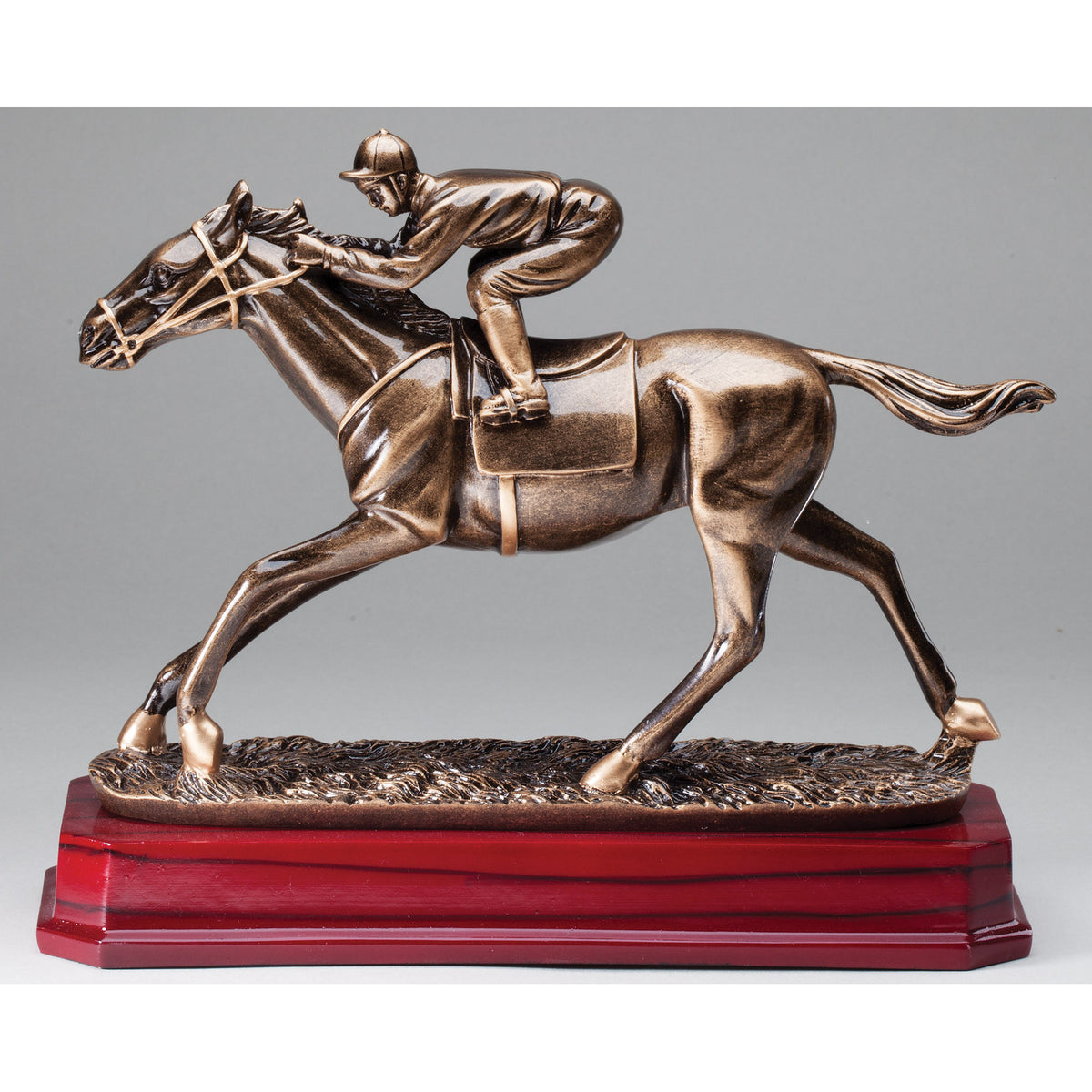 Copper Horse & Jockey Trophy with engraving plate