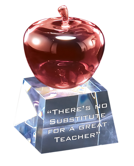 red crystal apple on crystal base