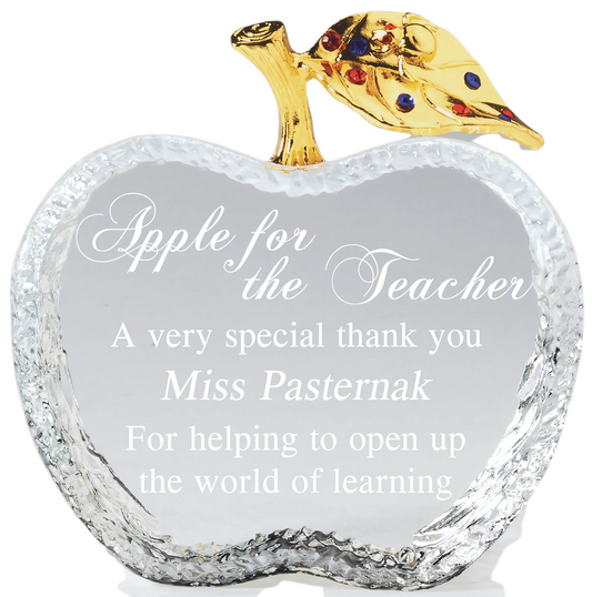 crystal apple with gold stem