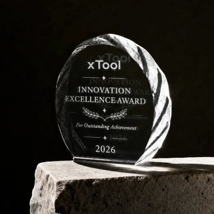 Personalized oval K9 crystal award with engraved recognition text