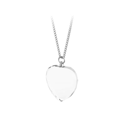 Personalized heart crystal pendant necklace with a photo engraved inside