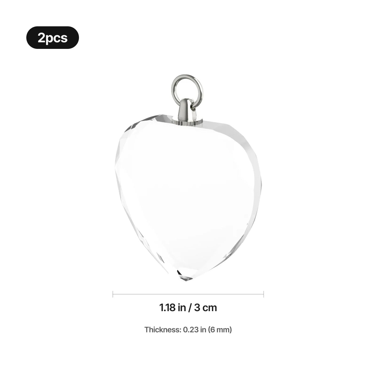 Engraved heart crystal necklace shown worn
