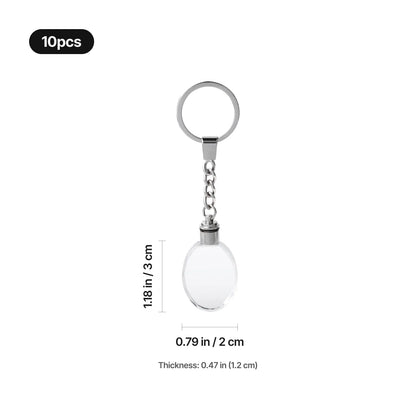 Engraved oval crystal keychain with LED base and keyring