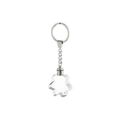 Engraved paw-shaped crystal keychain with LED base and keyring