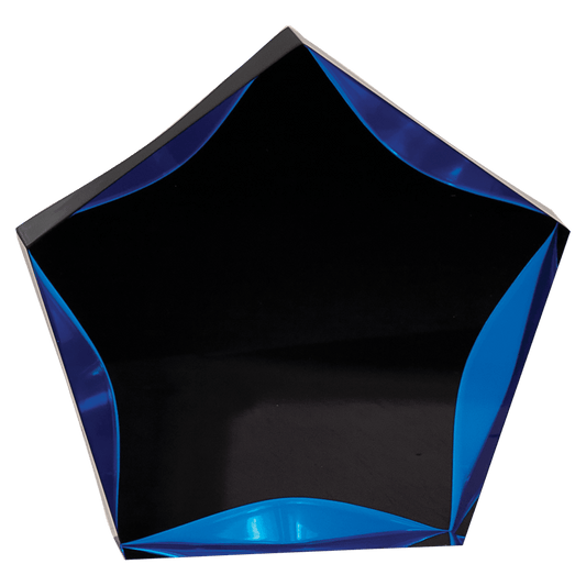 Black & Blue Luminary Star Acrylic award, 5", self-standing acrylic with clear engraving area