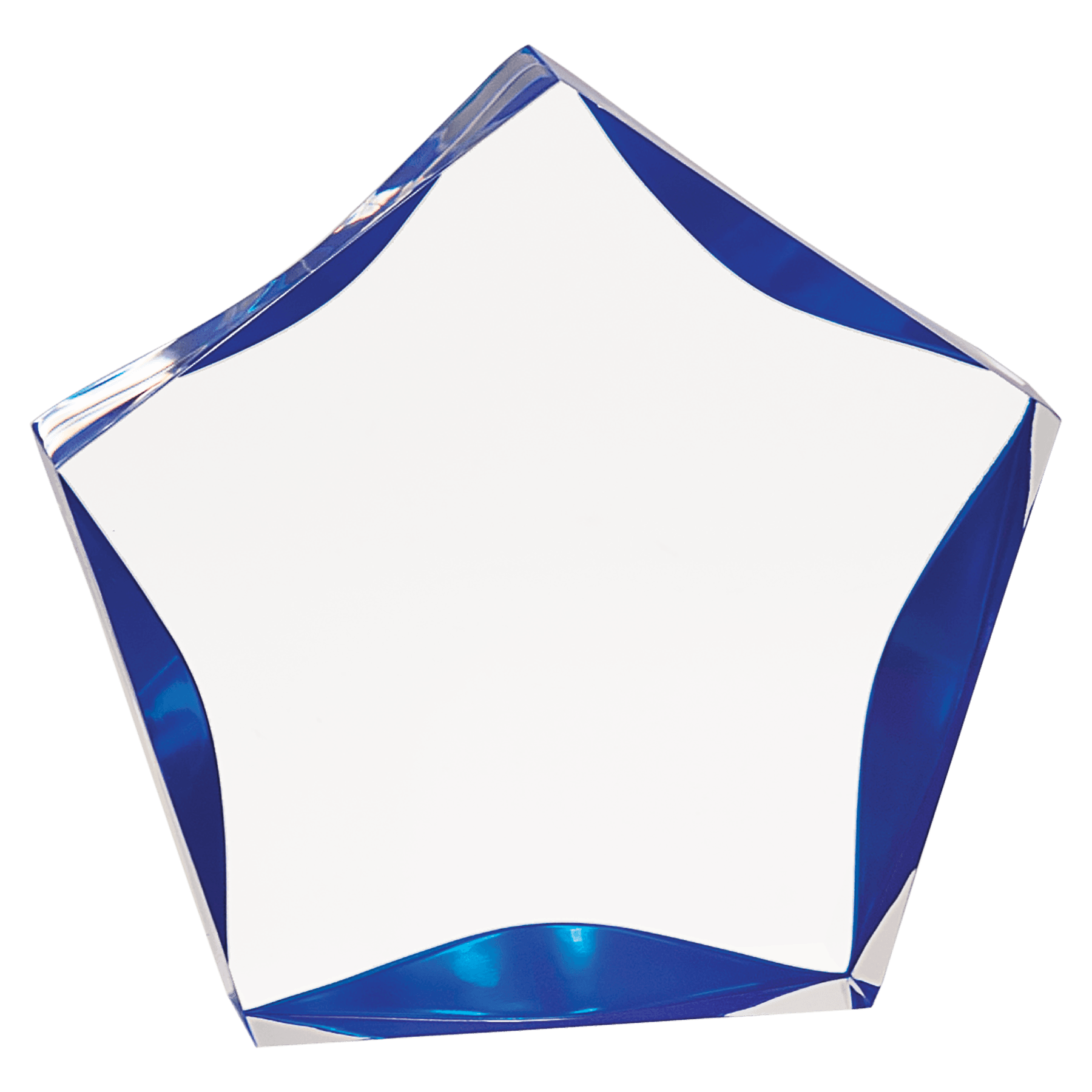 Clear & Blue Luminary Star Acrylic award, 5", self-standing acrylic with clear engraving area
