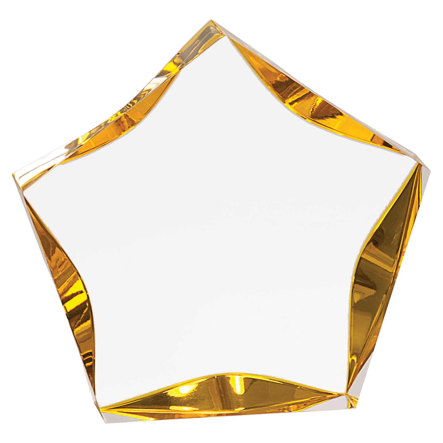 Clear & Gold Luminary Star Acrylic award, 5", self-standing acrylic with clear engraving area