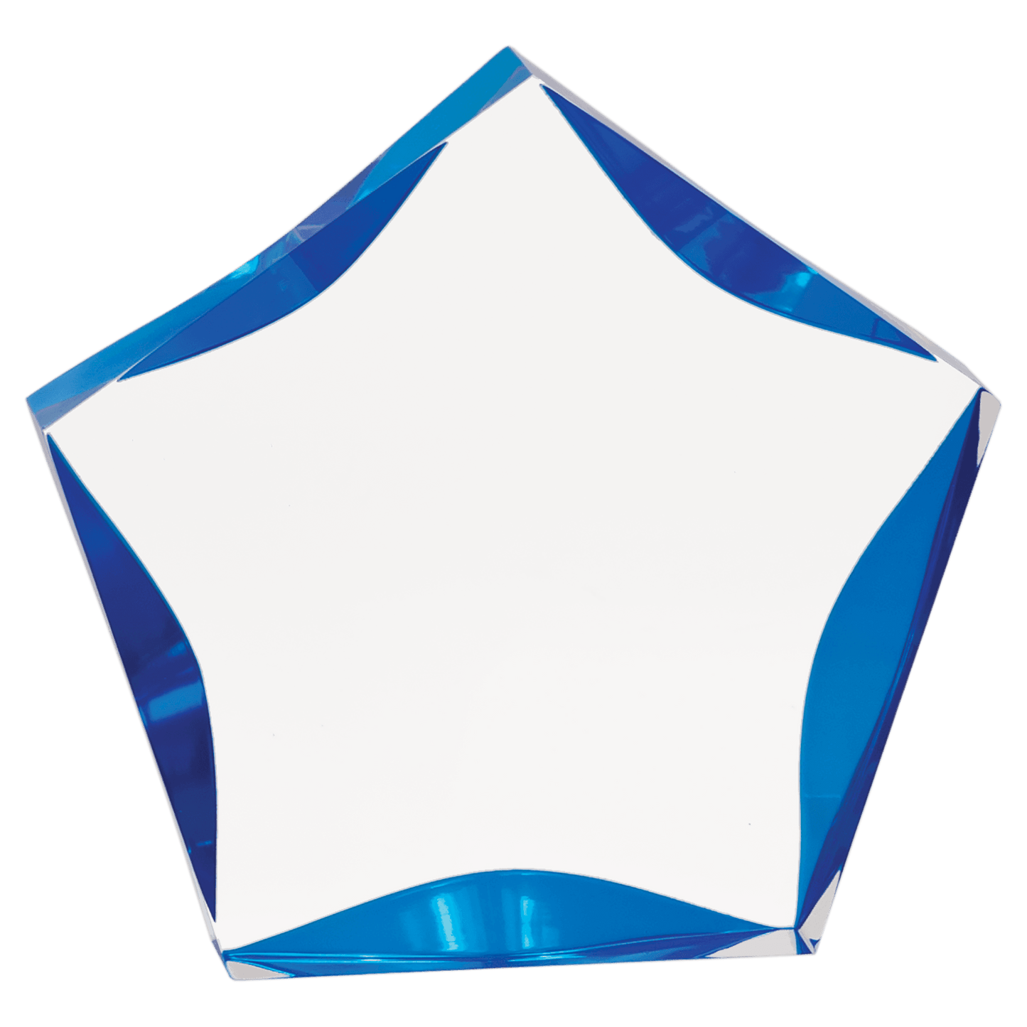 Clear & Blue Luminary Star Acrylic award, 6", self-standing acrylic with clear engraving area