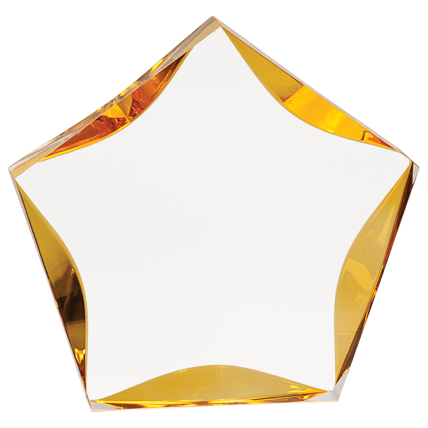 Clear & Gold Luminary Star Acrylic award, 7", self-standing acrylic with clear engraving area