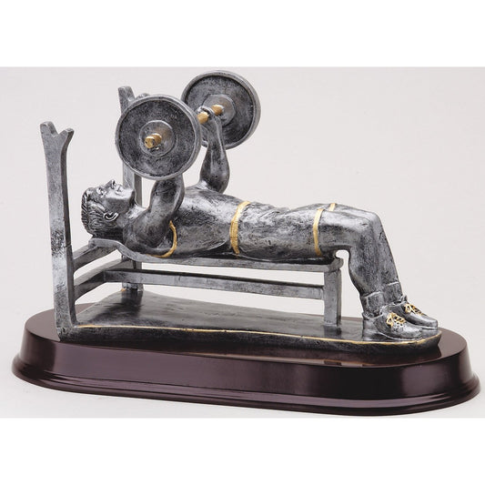 Pewter Bench Press Trophy - Male with engraving plate