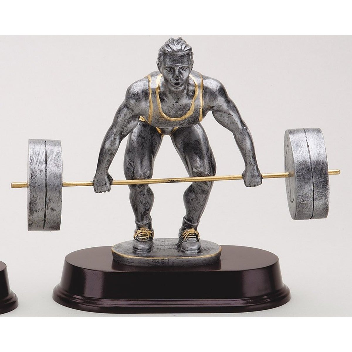 Pewter Deadlift Weightlifting Trophy with engraving plate