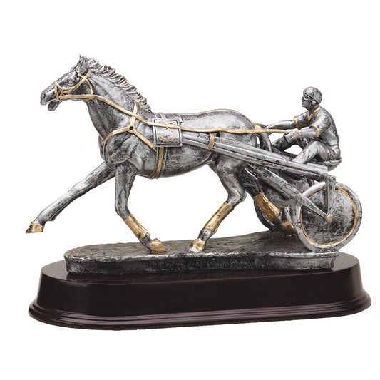 Pewter Harness Racing Trophy - 8" with engraving plate