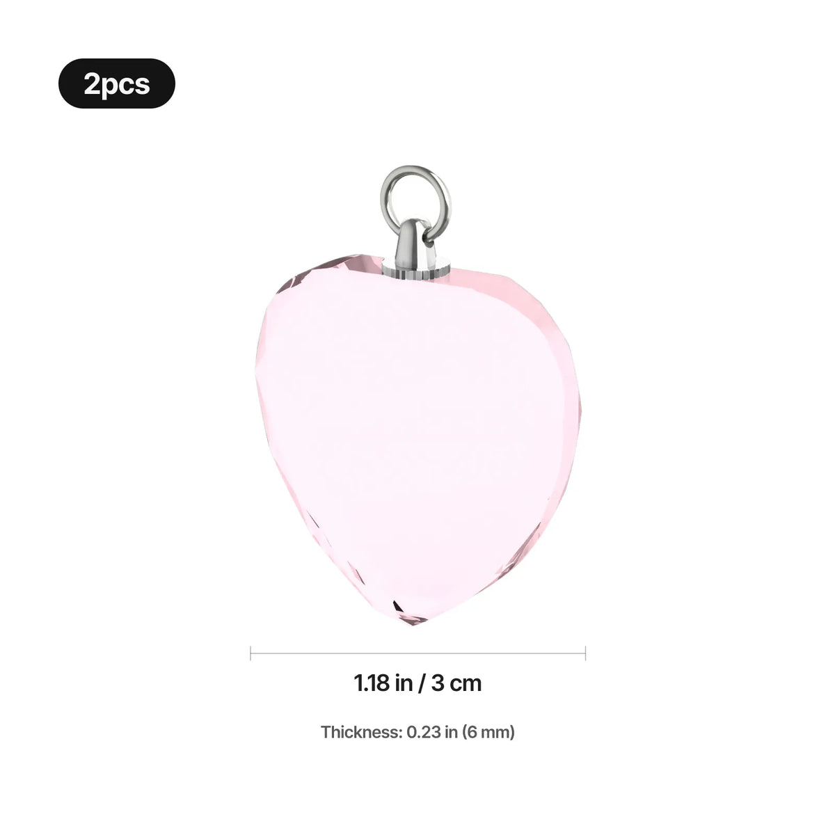 Engraved pink heart crystal necklace shown worn