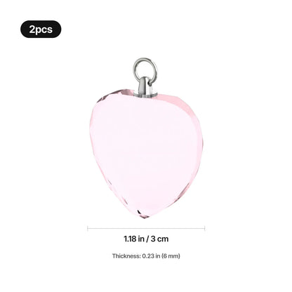 Engraved pink heart crystal necklace shown worn