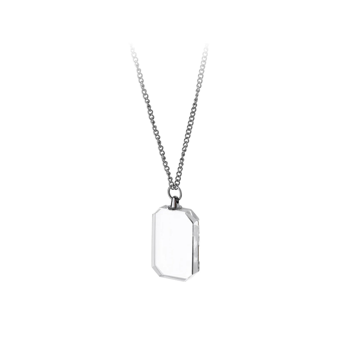 Personalized rectangle crystal pendant necklace with a photo engraved inside