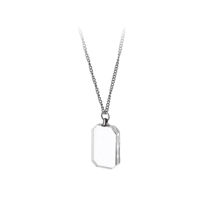 Personalized rectangle crystal pendant necklace with a photo engraved inside