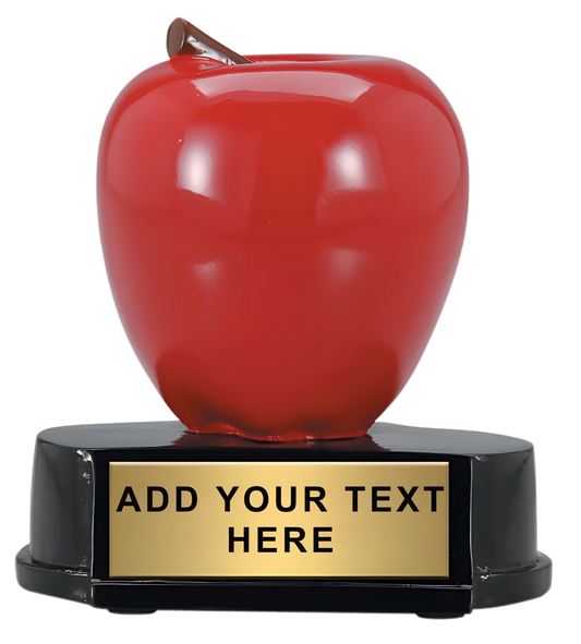 red apple on black base