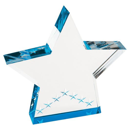 Blue Star Performer Acrylic award, 5", self-standing acrylic with clear engraving area