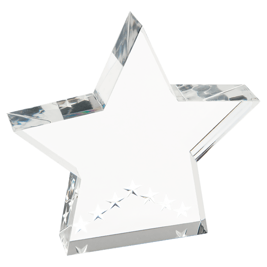 Silver Star Performer Acrylic award, 5", self-standing acrylic with clear engraving area