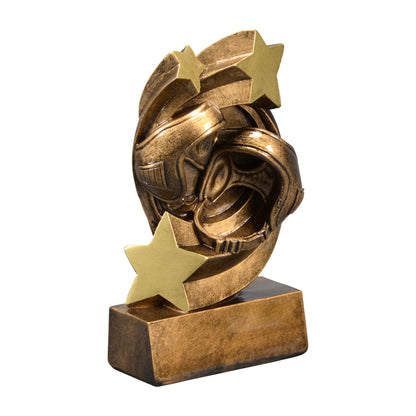 Star Swirl wrestling trophy shown from the right