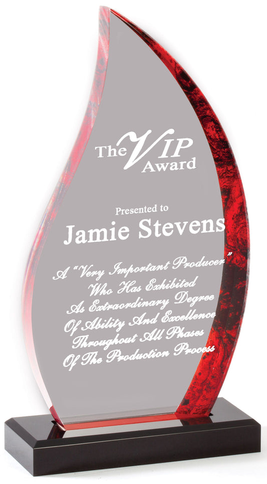 Red Avanti acrylic flame award