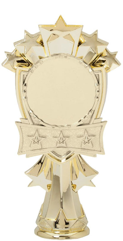 Champion Series Custom Insert Trophy - All-Star, gold star figure with round 2 inch insert holder
