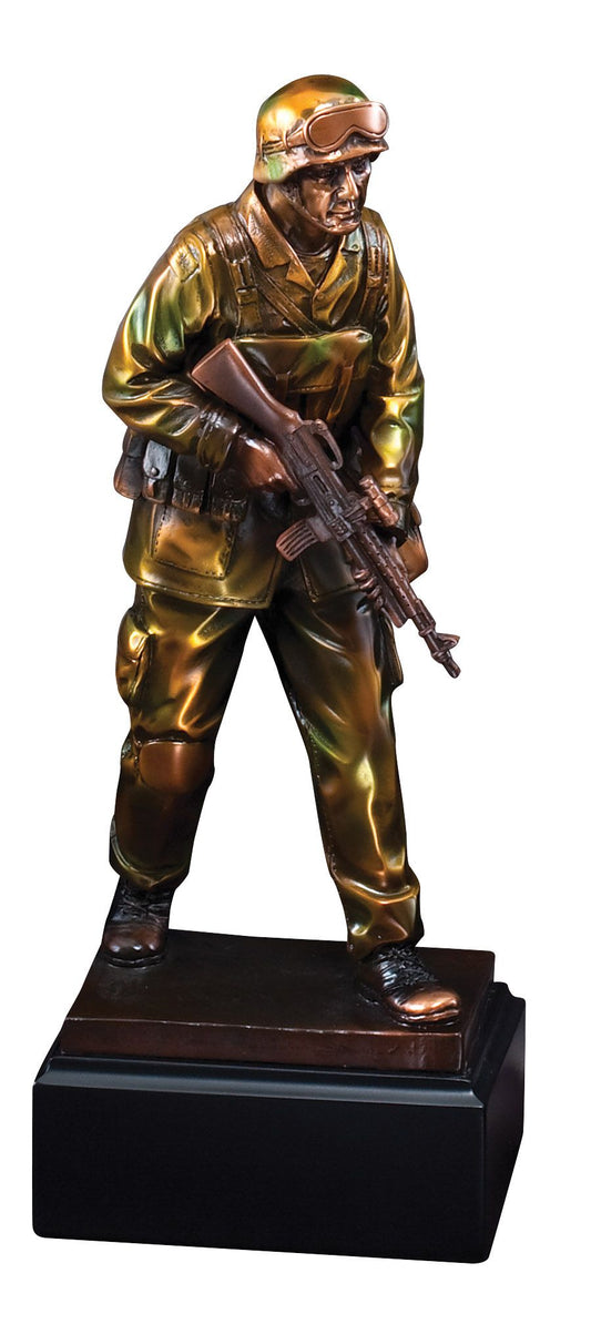 Hand painted resin military service member figure award