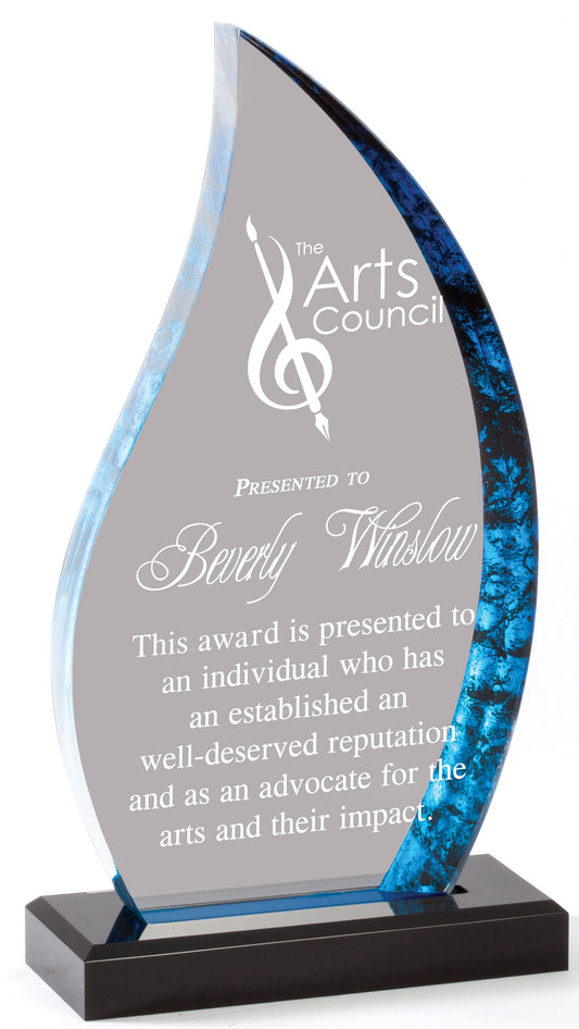 Blue Avanti acrylic flame award