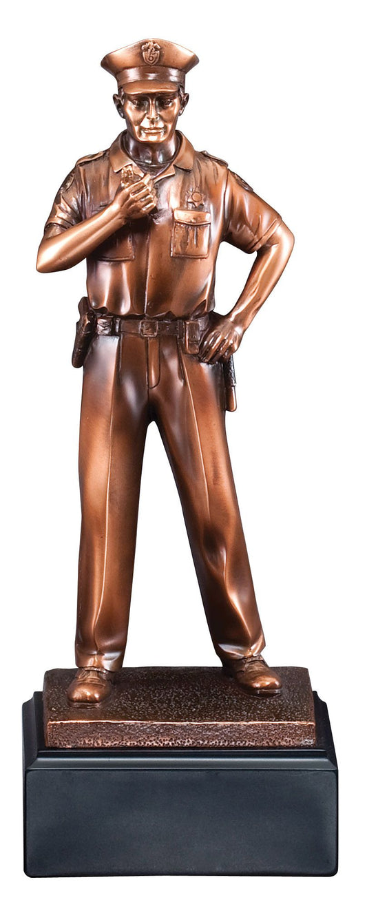 Hand painted resin police officer figure award in uniform