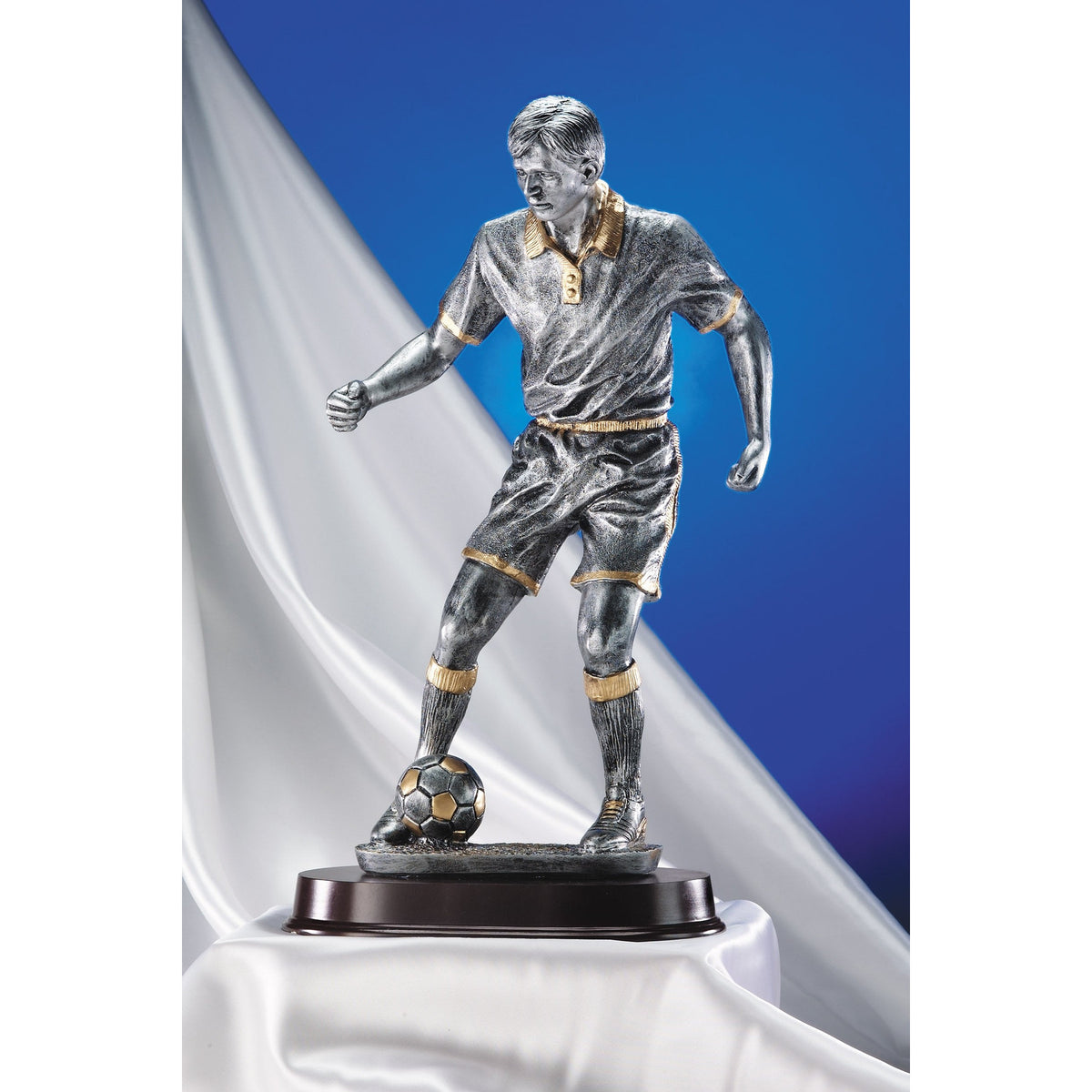 Pewter Soccer Player Statue