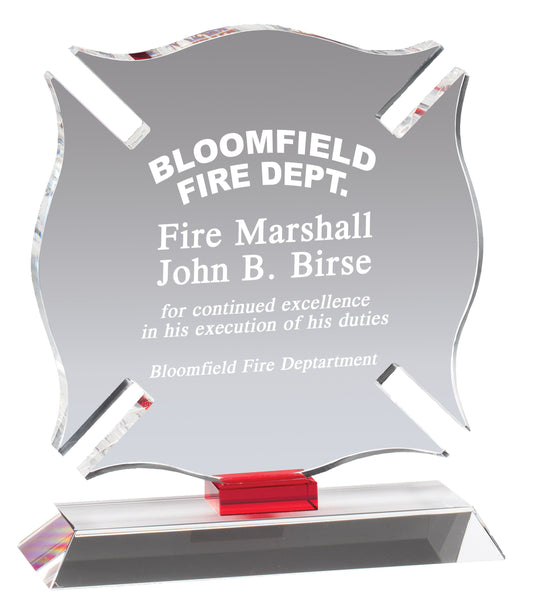 Optical crystal Maltese cross firefighter award
