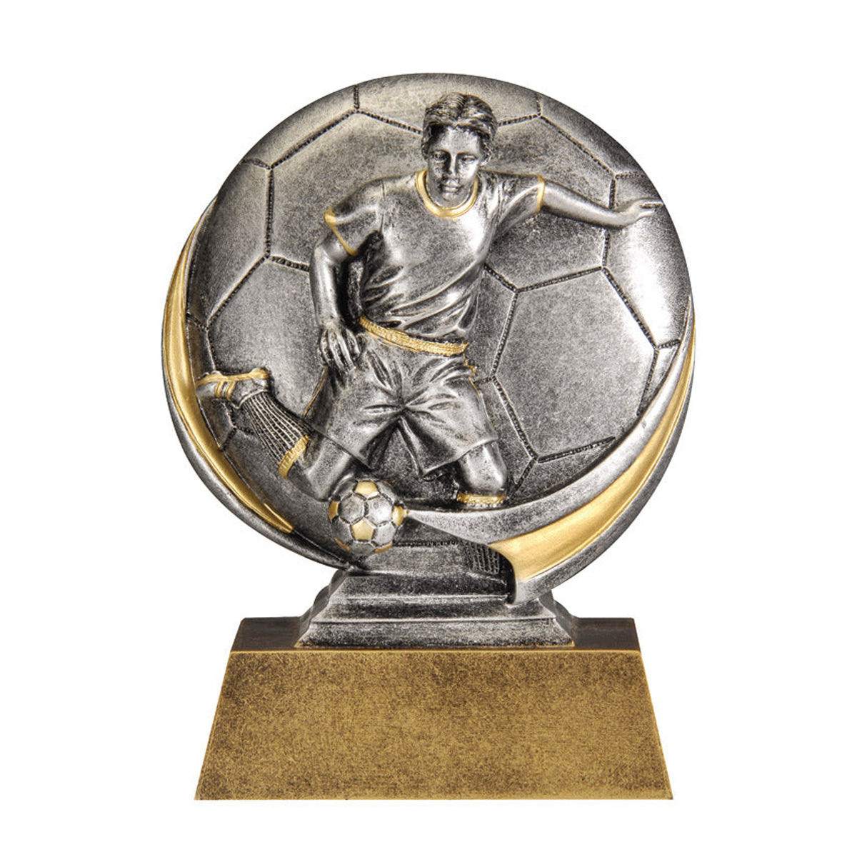 Motion Xtreme Soccer Disc Trophy – Male Antique Silver