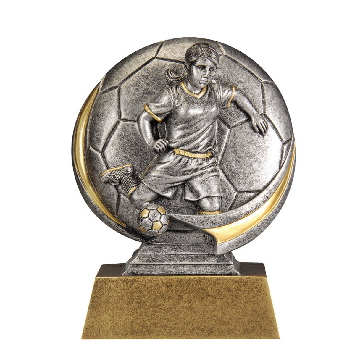 Motion Xtreme Soccer Disc Trophy – Female Antique Silver