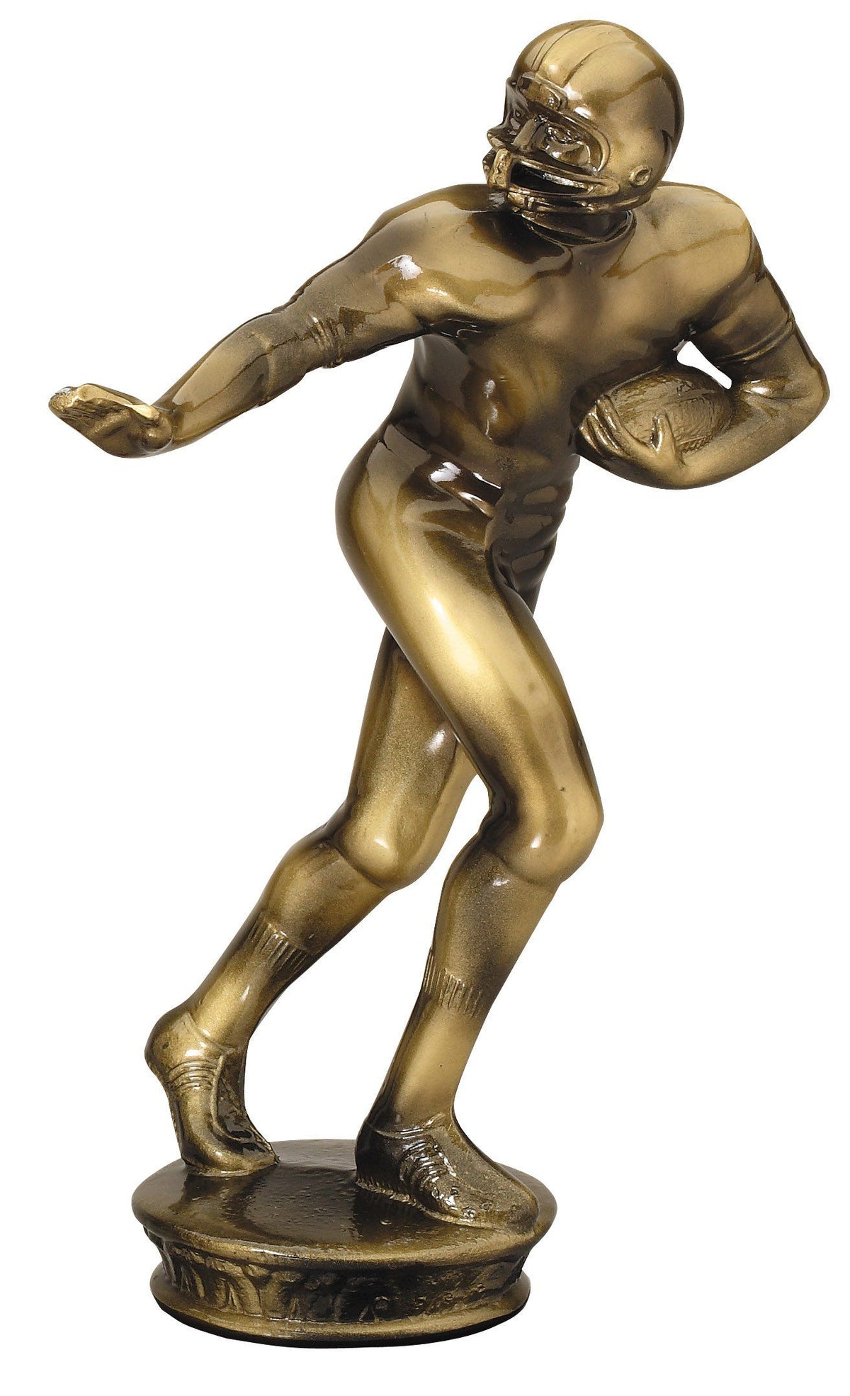 Large antique gold football running back figure trophy