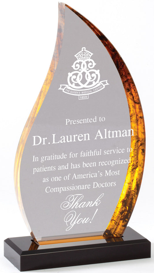 Gold Avanti acrylic flame award