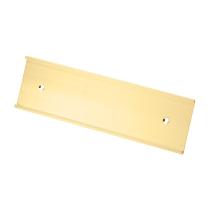 Bright gold aluminum wall name plate holder for a custom engraved name plate