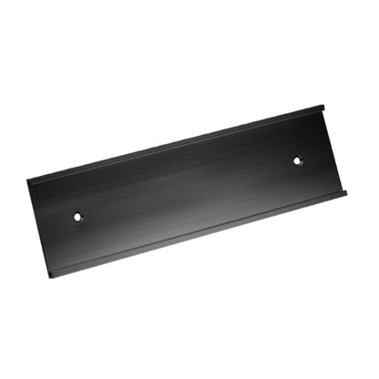 Matte black aluminum wall name plate holder for an engraved door sign
