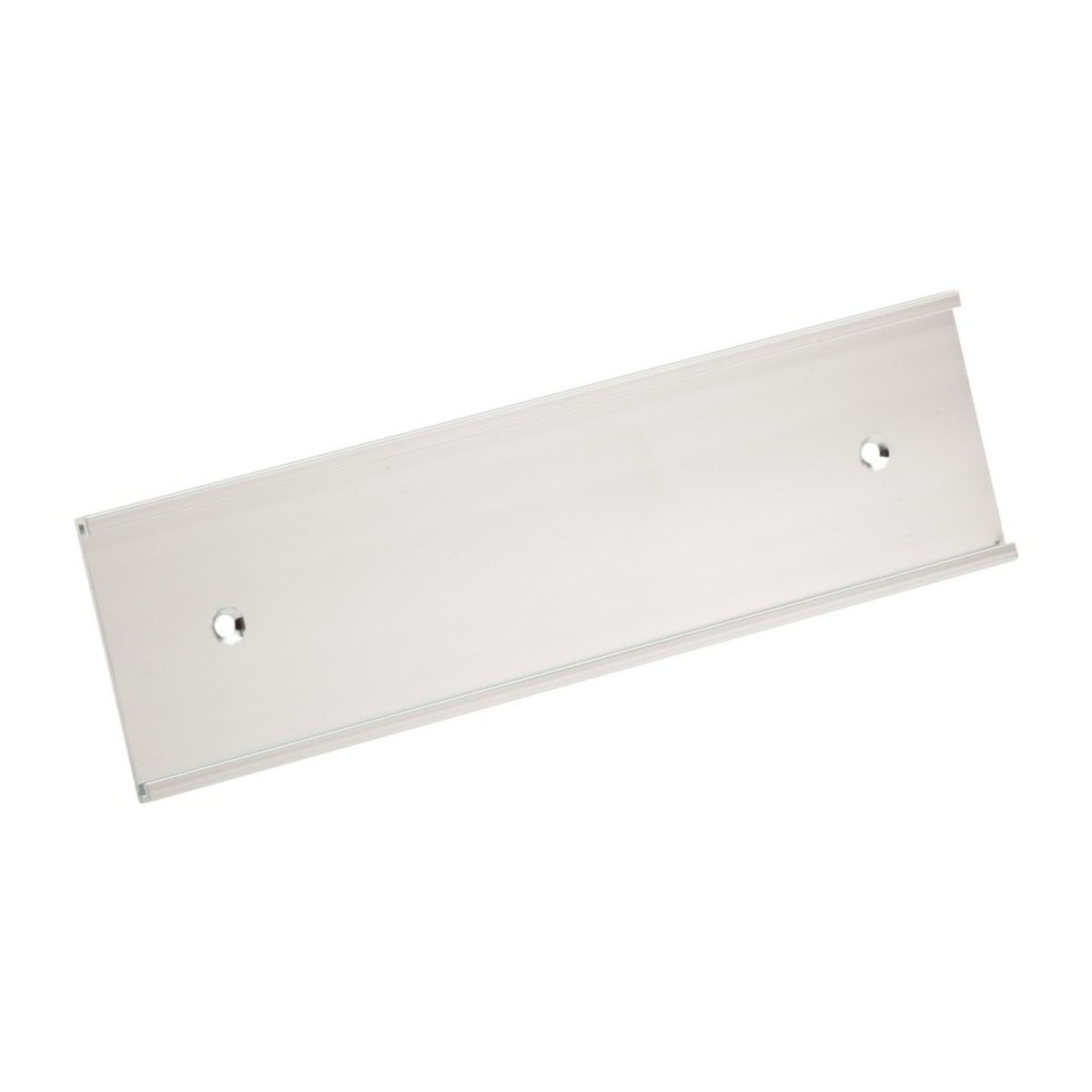 Silver brushed aluminum wall name plate holder with mounting holes